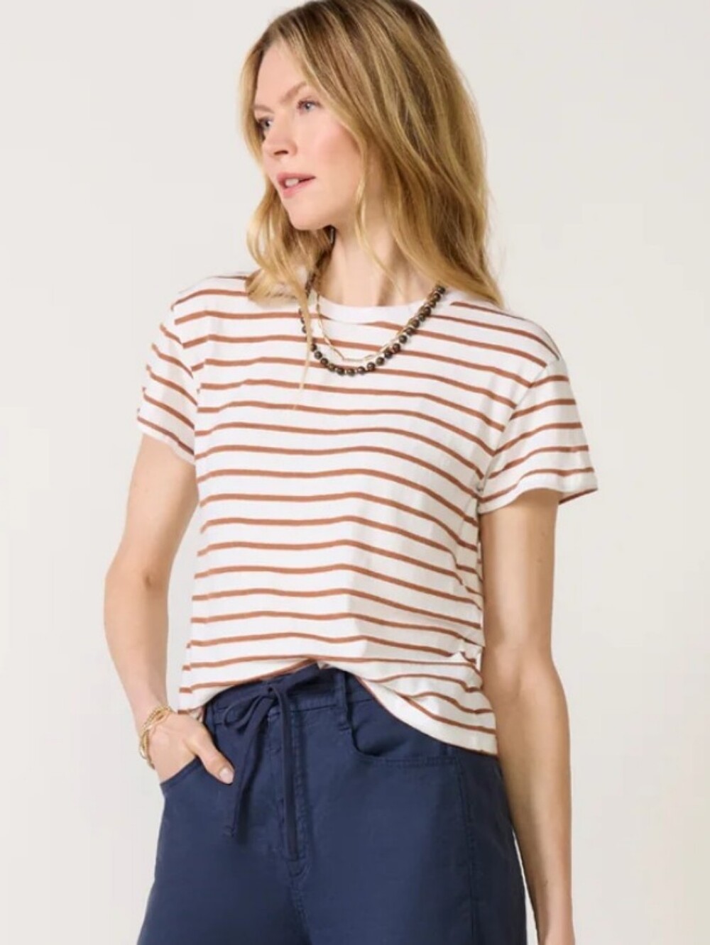 EVEREVE Black&White,Striped Crewneck Tee - Size M